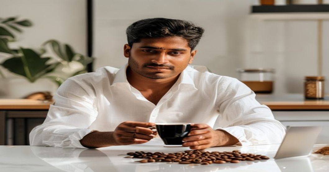 A picture of a cup of instant coffee with a happy face