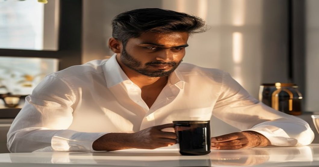 Indian coffee lover enjoying a cup of Purity Beans