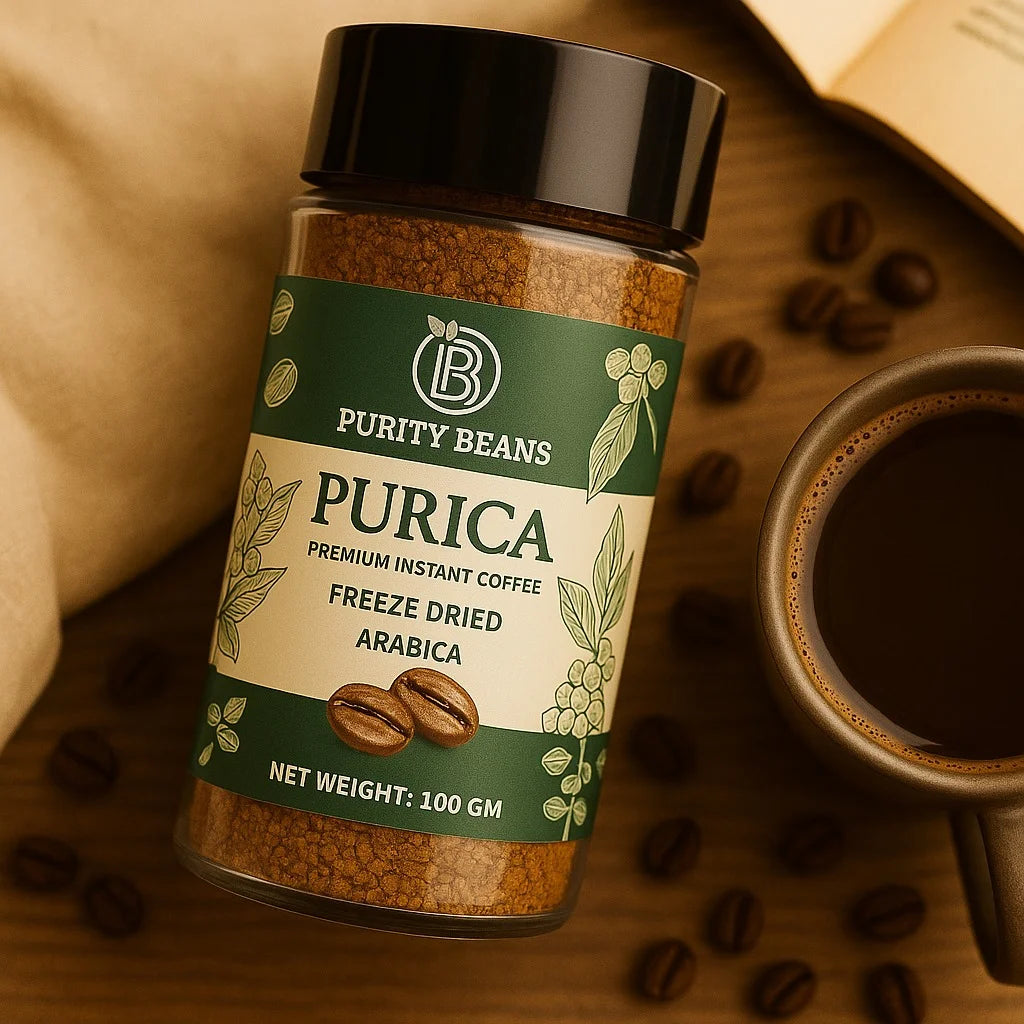 Purity Beans Purica Gourmet Arabica Instant Coffee Granules – Premium Gourmet Coffee India
